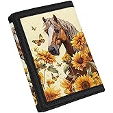 Flashideas Sunflower Horse Change Purse for Women Driver License Credit Card Case Holder for Men Easy to Clean Card Holder Wallet Elegant Youthful and Cute Mother's Day Gift
