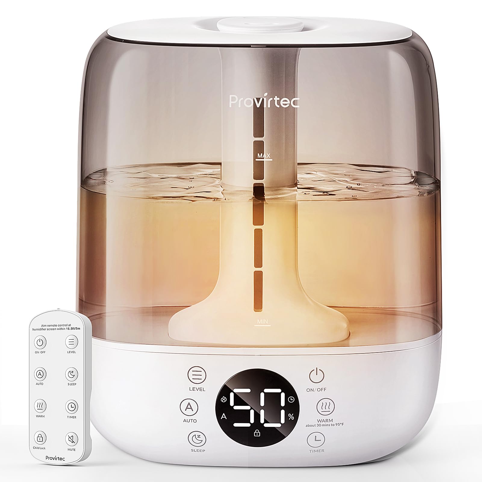 Photo 1 of Provirtec 6L Self-Cleaning Humidifier for Large Room, CleanCare Warm & Cool Mist, No-Leak Design & Top Fill, 60 Hour Runtime, Quiet Ultrasonic Auto Mode with Remote Control for Bedroom & Home