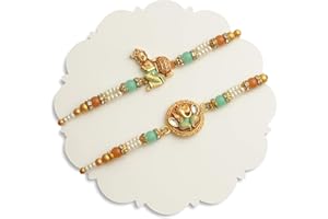 TIED RIBBONS Set of 2 Rakhi for Brother with Gift Set | Mini Card | Roli Tika - Raksha bandhan Rakhi Bracelet for Brother Rak