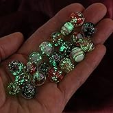 Artsy Crafts 20 Pcs Assorted Glow in The Dark Firefly Beads 12mm European Lampwork Luminous Glass Beads for Jewelry Making Charm Bracelet Necklace Earrings Crafts (Red Series 20pcs)