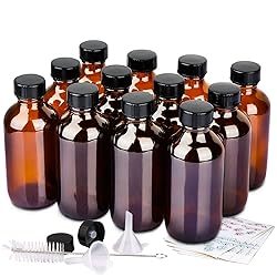 PINIWON 12 Pack 4 oz Amber Glass Bottles, 120ml