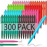 Fulmoon 300 Pcs Black Ink Pens Bulk 1.0 mm Medium Point Retractable Click Ballpoint Pens Smooth Ink for School Office Back to School Supplies(Rainbow)