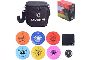 CROWN ME Disc Golf Set with 6 Discs and Mini Disc and Starter Disc Golf Bag