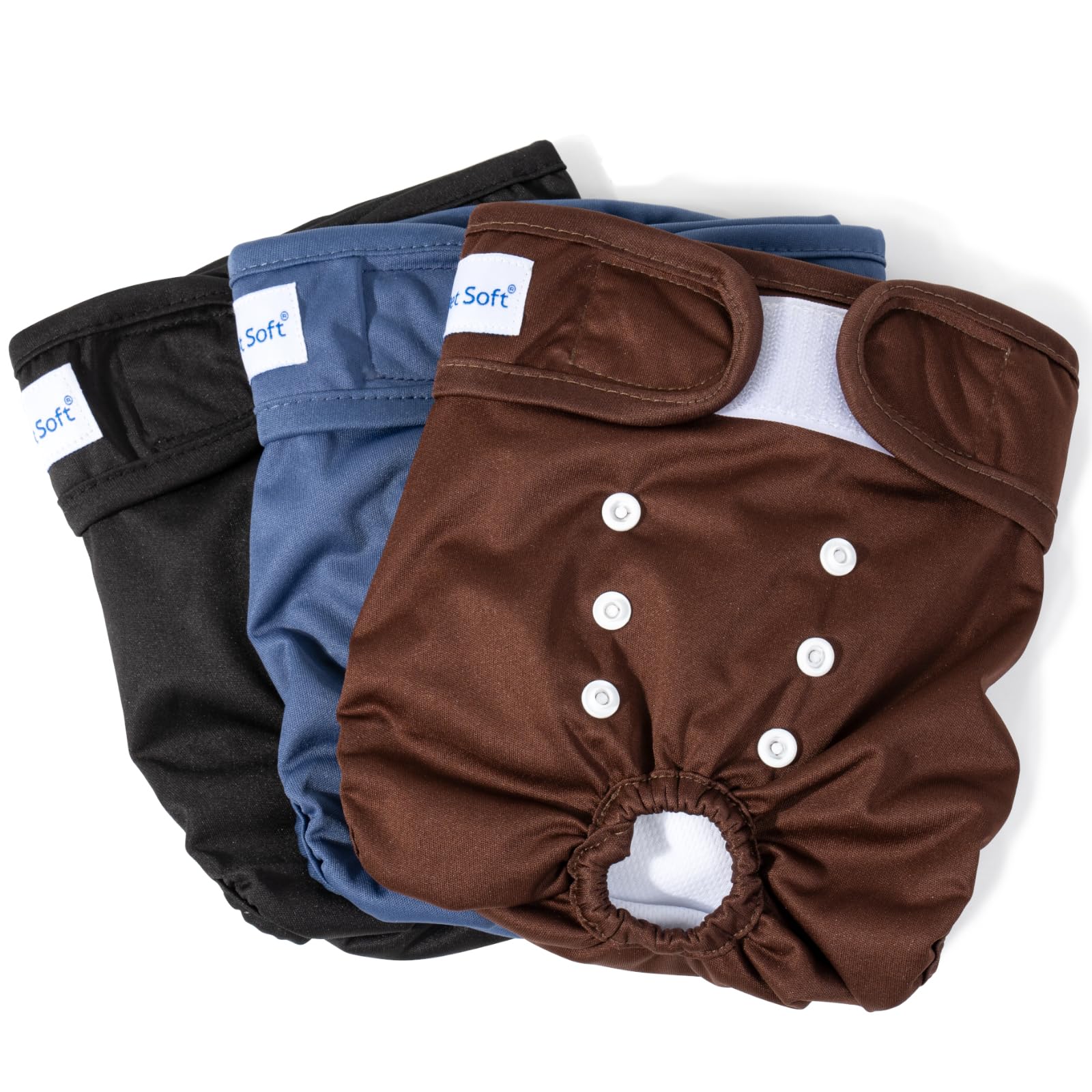 Pet Soft Dog Nappies Female, 3 Pack Dog Period Pants Small with Leak-proof Waistband, Super Absorbent Washable Dog Diapers for Female Dogs in Heat, Season (Pure, S)