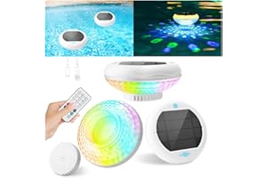 QOLNBY Pool Chlorine Floater Solar Floating Pool Lights with USB Charging 3 in1, IP68 Waterproof 2600mAh 13 Color Modes Pool Lights, Adjustable Pool Chlorine Dispenser for 1" & 3" for Pool 1 Pack