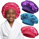 3 PCS Kids Bonnet for Boys, Elastic Silk Kids Bonnet for Girls Sleeping, Wide Band Satin Bonnets for Toddler, Child