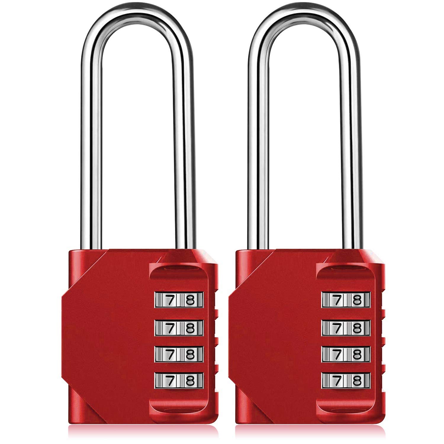 Combination Padlock Heavy Duty Lock - 2 Pack BeskooHome 6.5cm Long Shackle Lock 4 Digit Resettable Combination Lock for School, Gym, Outdoor Shed Locker, Hasp Cabinet, Gate (Red) — image 1