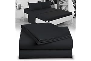 DESTINY CRESCENT BEDDING Twin XL 100% Microfiber Double Brushed Sheet Set - Extra-Soft & Wrinkle-Free - 15" Deep Pockets, 39" x 80" - Ideal for Dorms, Hospitals & Split King Beds - 3 PC Set (Twin XL, Black)