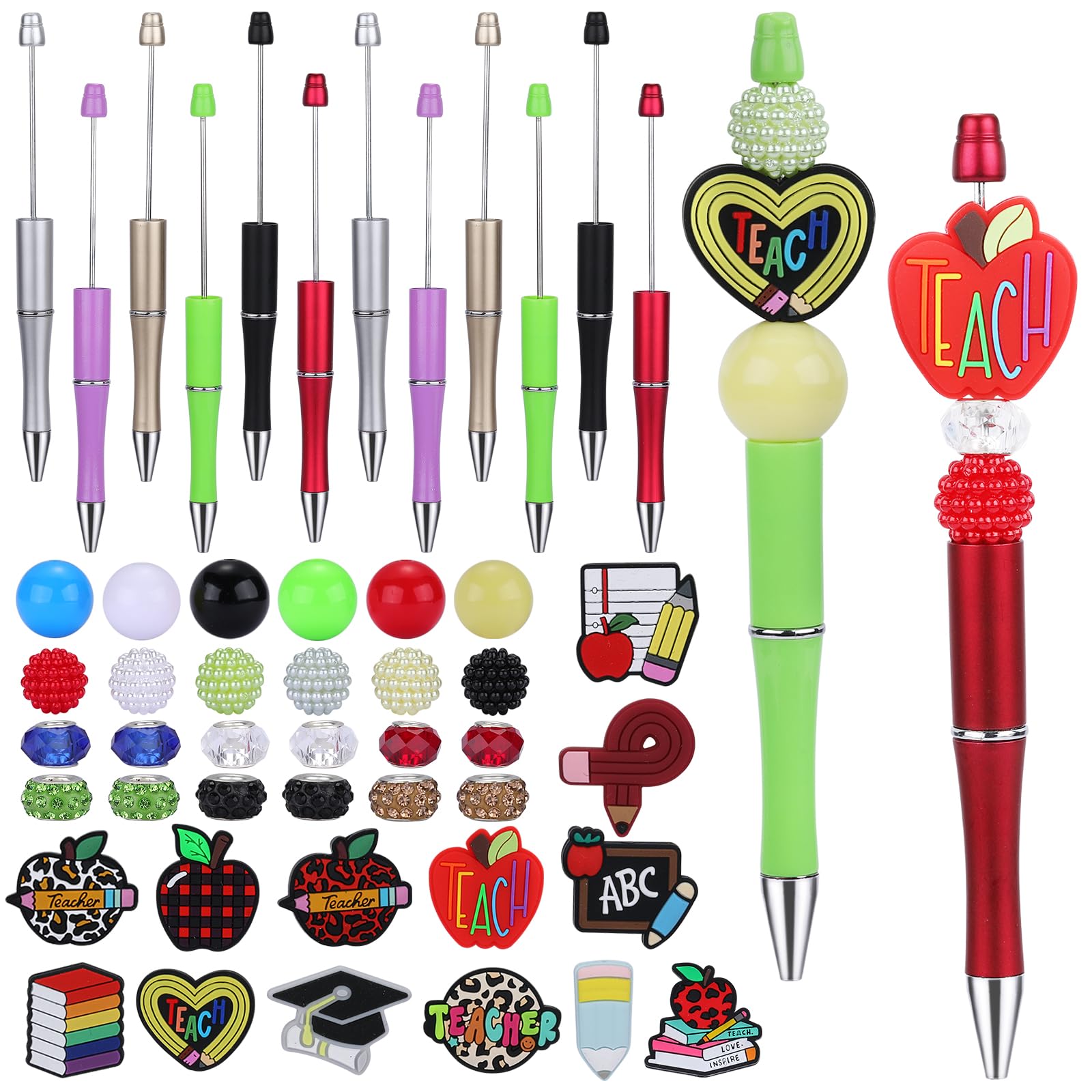 WEWAYSMILE 12pcs Plastic Beadable Ballpoint Pen Making Kit for DIY Gift, School and Office Supplies (Mixed Color B)