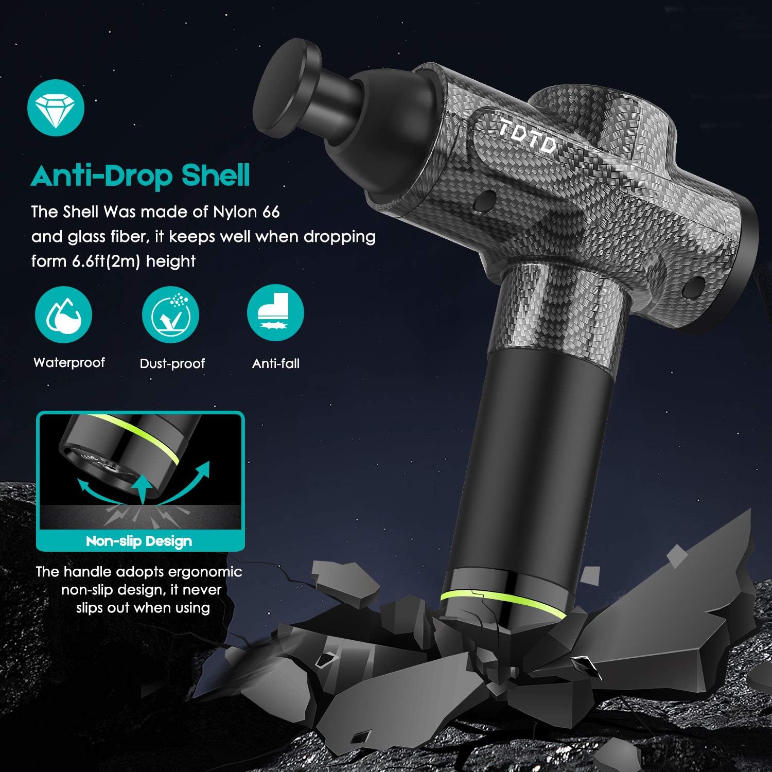 Muscle Massage Gun, TDTD Deep Tissue Percussion Massager with 20 Speeds Handheld Electric Back Massage for Neck Pain Relief, 6 Heads Included: Health & Personal Care