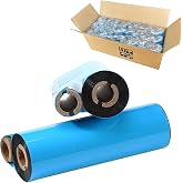 24 Rolls 4.33'' x 244' Premium Resin Enhanced Wax Ribbon, 110mm x 74m Black Thermal Transfer Ribbon, Desktop Barcode Thermal Label Printer Ribbons, 1/2'' Core, for Zebra GC, GK, GX, ZD &amp; Eltron