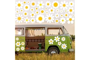 81 PCS Flowers Daisy Car Decals,Auto Stickers Waterproof Hood Vinyl Decal Car Window Stickers Novel Body Side Door Trunk Deco