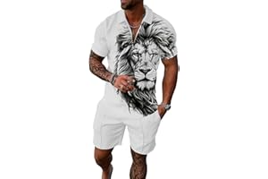 UOUA Mens Summer Track Suits 2 Piece Shorts Sets Short Sleeve Sweatsuit Outfits 1/4 Zip Golf Polo Splicing Striped Shirts
