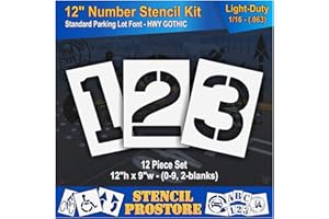 STENCIL PROSTORE Pavement Stencils - 12 inch Number KIT Stencil Set - (12 Piece) - 12" x 9" x 1/16" (63 mil) - Light-Duty