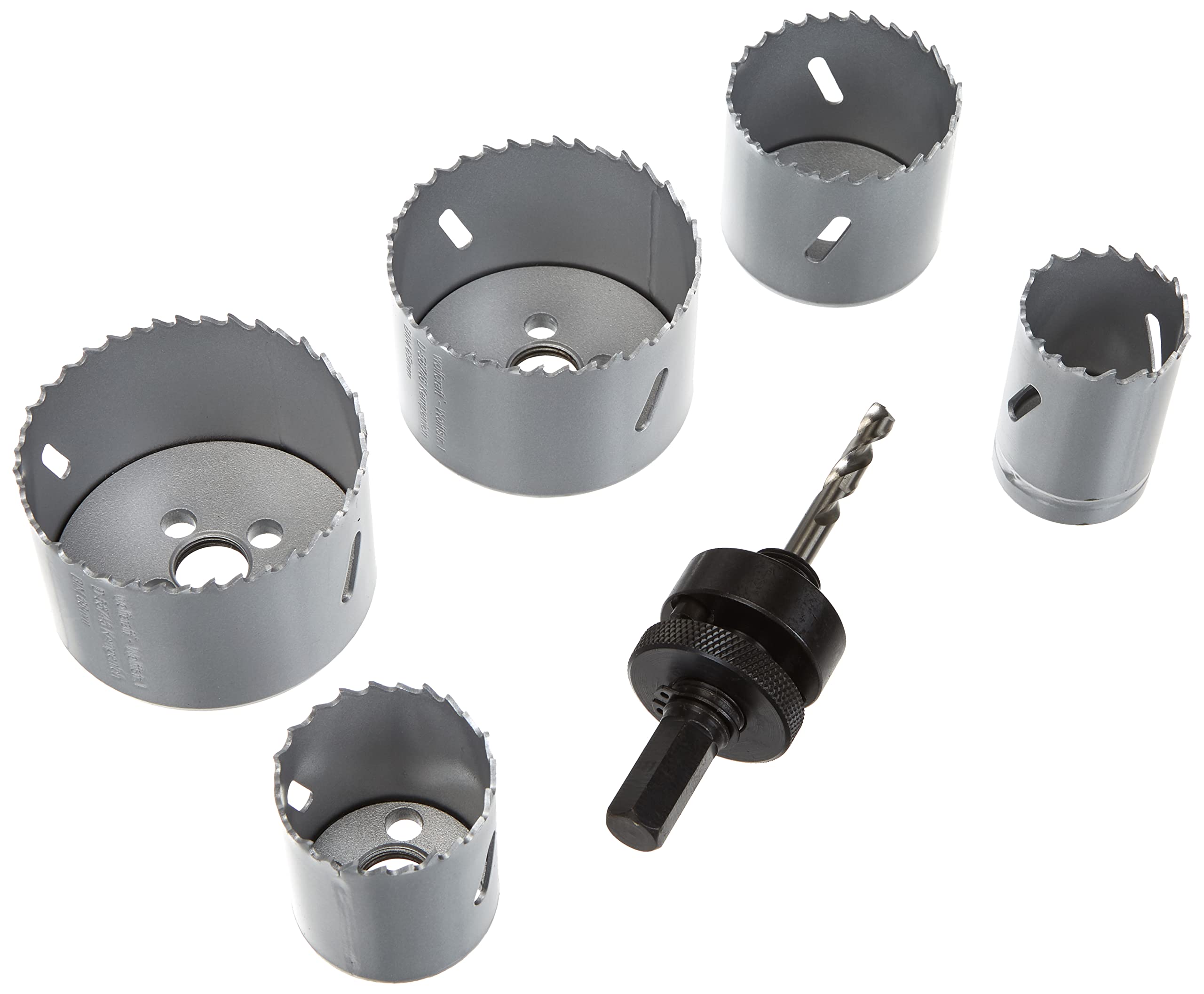 wolfcraft "Electricity and Plumbing" Bi-Metal Hole Saw Blade Set, 6 Pcs. I 3764000 I For wood, plastics, metals and drywall materials, Ø 35-68 mm, cutting depth 40 mm
