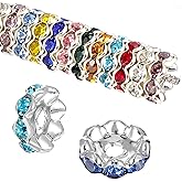 LIQWEI 100pcs 12mm Rhinestone Beads for Pens Making, Bulk Beadable Spacer Beads for Pens, Fancy Glitter Wave Diamond Crystal Bead for Bracelet Jewelry Making