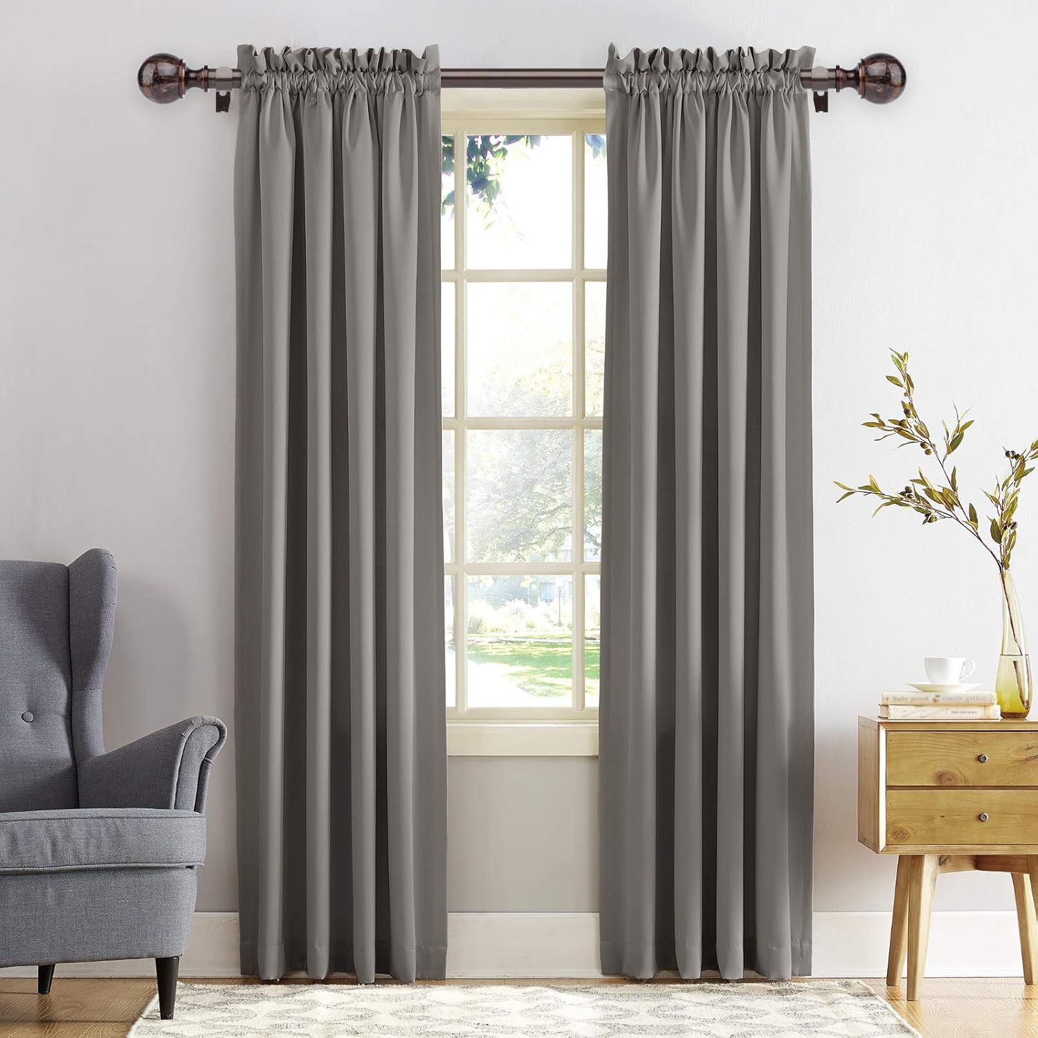 Joddmoka Curtain Rod 72 to 144 inch Drapery Rod 1 inch for Window with Decorative Finial Telescoping Single Window Rod (Style 1): Home Improvement