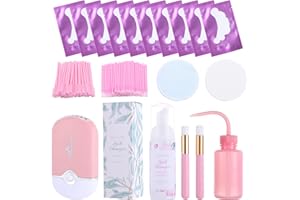 INENK Eyelash Extension Cleaning Kit, Lash Shampoo With Rechargeable USB Mini Fan Cleanser Brushes 50Pcs Mascara Brush 100Pcs Cleaner Sticks Remove Pads Rinse Bottle, Portable Lash Care