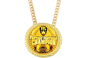 NOBLEHEAD Fantasy Football Chain Medal Award Gift Metal MVP Chain Award Winner Prize Trophy Pendant Necklace For Winner Adults Player Team Football Soccer Baseball Basketball Softball (FFL GOLD medal)