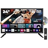 Audiobox Smart TV with Built in DVD Player – LED HDTV, AC/DC Compatible, Camper & RV TV for Travel, Home Entertainment, Gamin