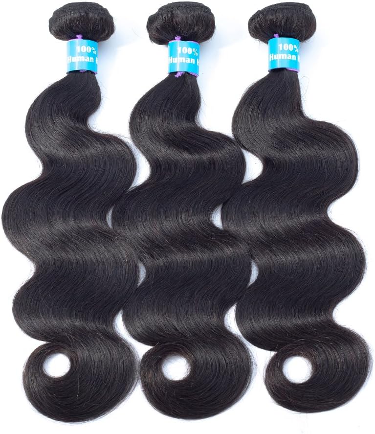 HiMei Hair 7A Brazilian Body Wave 3 Bundles Natural Black Brazilian Hair Bundles Virgin Human Hair Bundles Human Hair Weave (14 16 18inch)