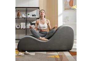 CECER Yoga Chair,Curved Chaise Lounge for Stretching Relaxing Exercising,Modern Lounge with Thicker Chair Legs,Velvet Fabric for Indoor Living Room-Dark Grey