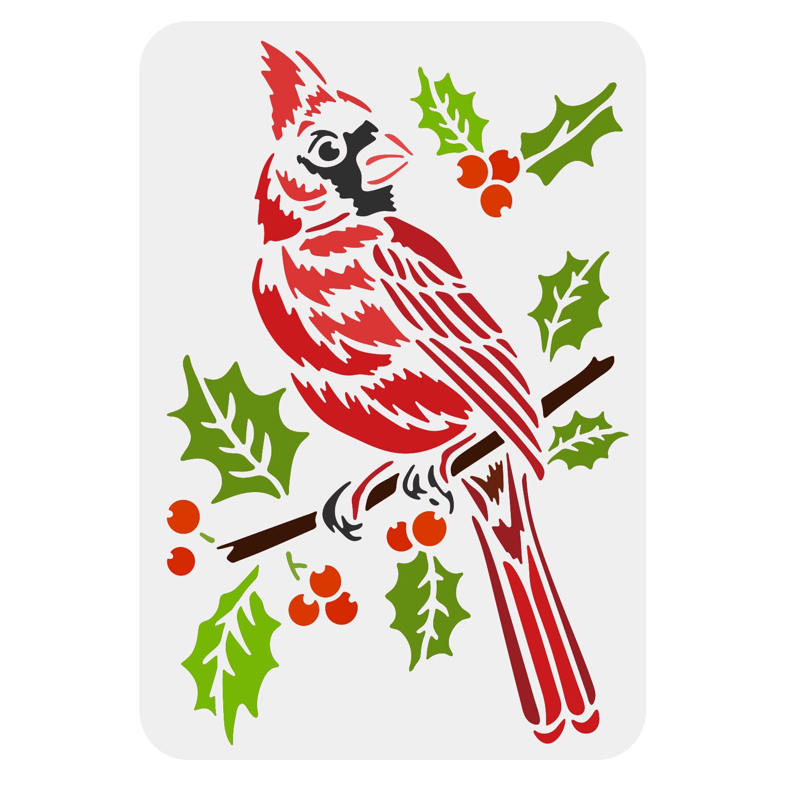 FINGERINSPIRE Cardinal Bird Stencil 29.7x21cm Plastic Cardinal Bird Painting Stencil Bird Branch Pattern Stencils Reusable Stencils for Painting on Wood, Floor, Wall and Tile