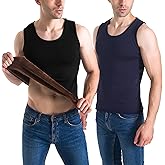 Flygo 2 Pack Thermal Tank Top Men Cotton Winter Warm Fleece Lined Underwear Sleeveless Vest Undershirt