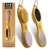 ICANdOIT 4 in 1 Bamboo Foot File Callus Remover Pedicure Scrubber Brush | Natural Bamboo, Stainless Steel, Pumice Stone, Boar Bristles, Exfoliating, Callus Removing, Smooth Heel Care