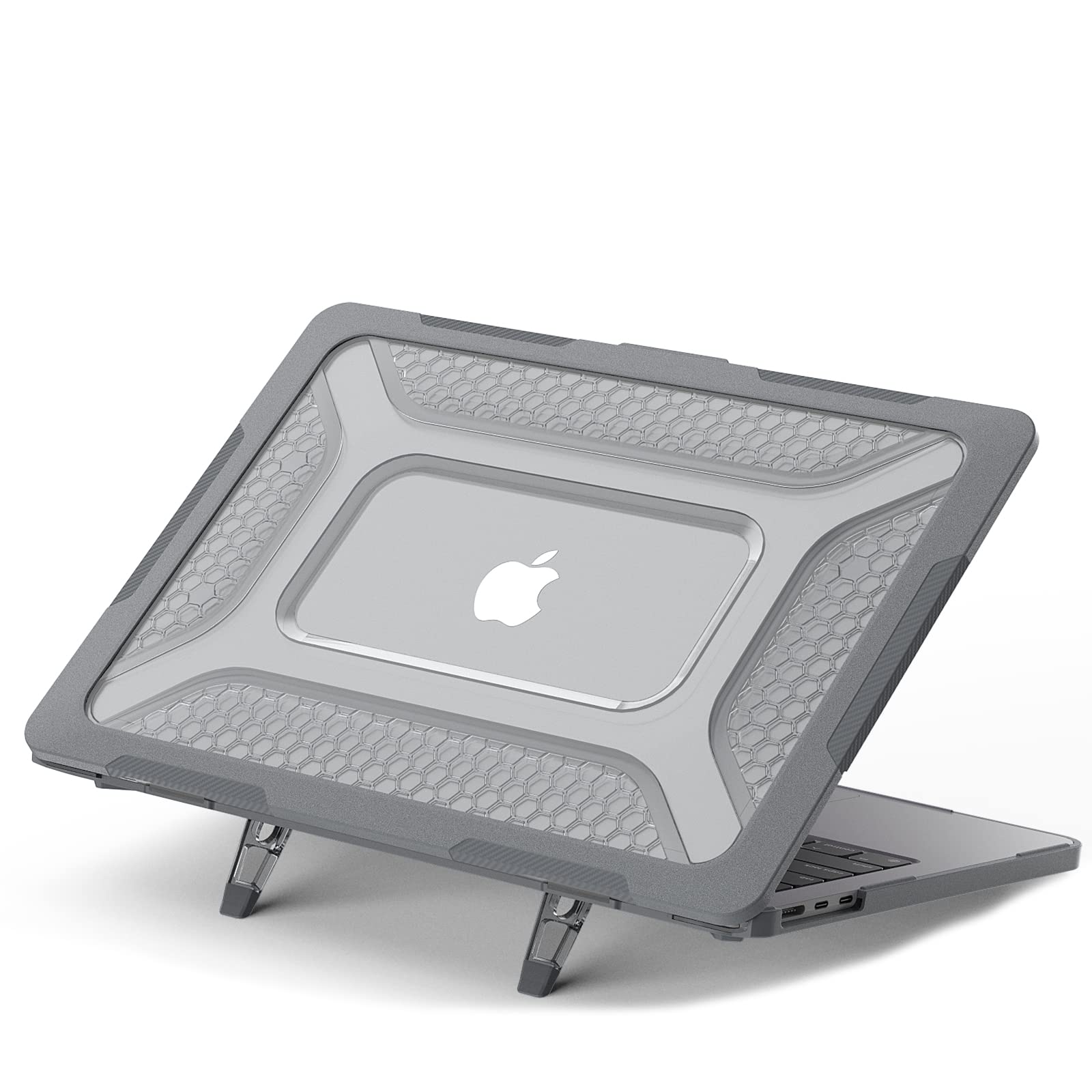 TYTX Compatible with MacBook Air 13.6 inch Case M4 M3 M2 2025 2024 2022 A3240 A3113 A2681 Mac Book Air 13.6 inch, Hard Shell Case for MacBook Air 13.6 Shockproof Cover Fold Kickstand, Grey