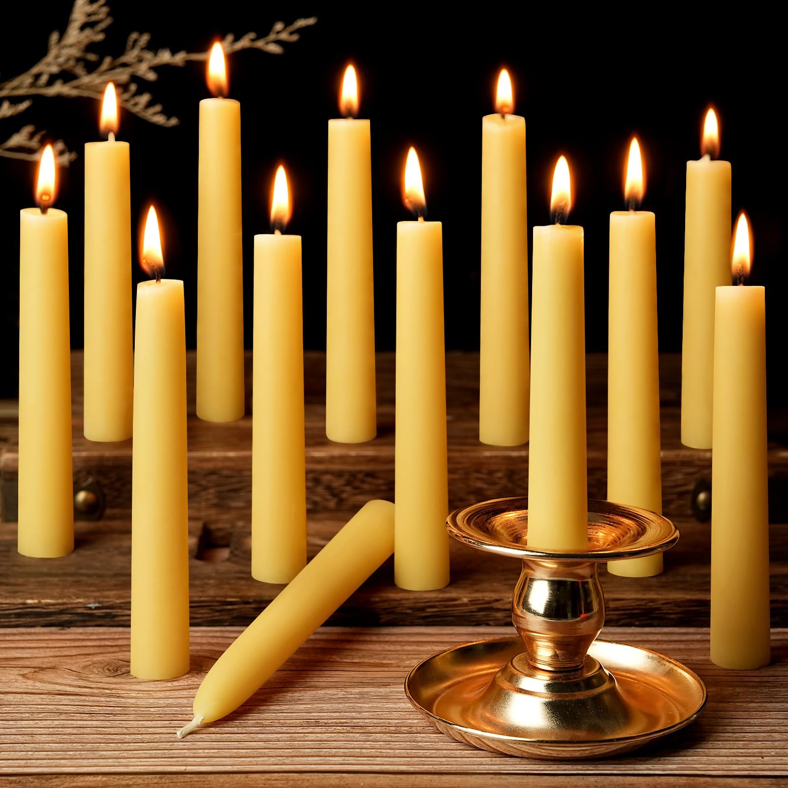 View 1 of 16 Pack Natural Beeswax Spell Candles-6in Beeswax Taper Candle-6 Hour Burning Short Candle Sticks Smokeless Bees Wax Candles for Home,Chime,Meditation,Ritual