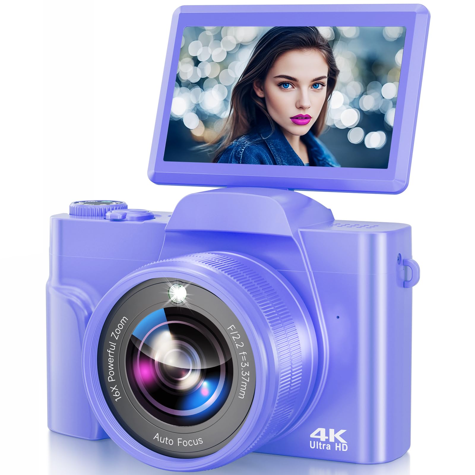 8K Digital Camera for Photography with WiFi 96MP Autofocus Vlogging Camera for YouTube Video 3.5'' 180°Flip Screen 20X Zoom Anti-Shake Compact Point and Shoot Cameras for Beginner Creator with SD Card