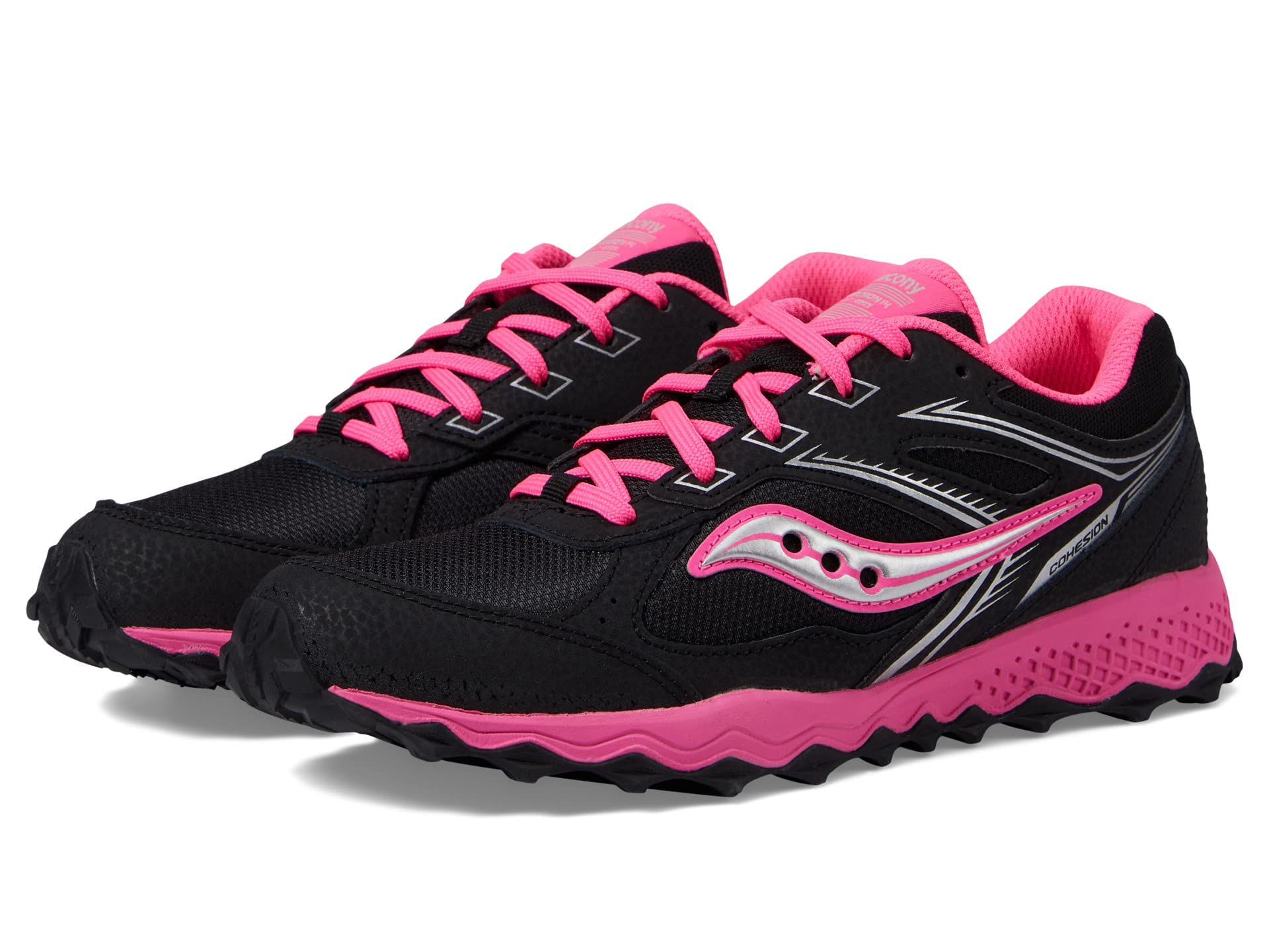 Saucony Cohesion Tr14 Lace to Toe Sneaker, Black/Pink, 2.5 Wide US Unisex Big_Kid