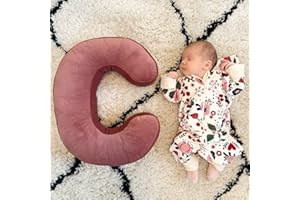 MOMAID Velvet Letter Shaped Pillow Soft Initial Throw Cushion Decorative Alphabet Room Decor(Dusty Rose, Letter C)