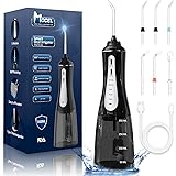 MOCEL Water Dental Flosser Oral Irrigator with 5 Modes, 350ml Cordless Water Teeth Cleaner Pick 6 Tips, IPX7 Waterproof Recha
