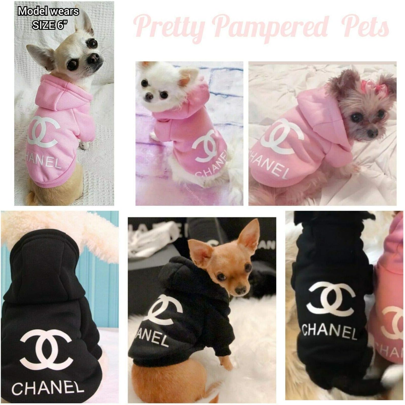 PRETTY PAMPERED PETS UK Designer Chihuahua Clothes Pink Puppy Dog Coat Teacup Hoodie Size XXXS XXS XS (Pink- Length- 7.8, Chest- 12.5")