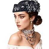 Umailclt Church Hats for Women Headdress with Floral Women's Soft Beret for Women,Felt hat,Bridal for Wedding hat