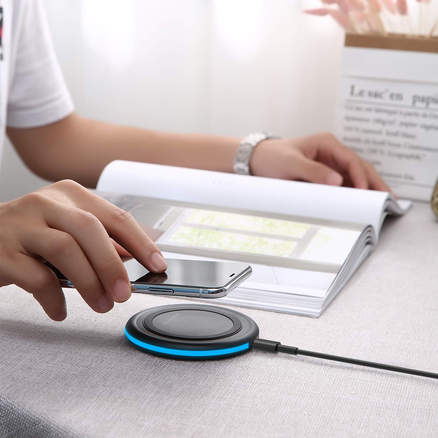 Wireless Charger 10W Qi Fast Wireless Charging Pad, 7.5W Compatible with iPhone 11,Pro,Max,XS Max,XR,XS,X,8,Plus, 10W for Samsung Galaxy Note 10/10+/9/8,S10 Plus S9 S8,AirPods and More (No AC Adapter)