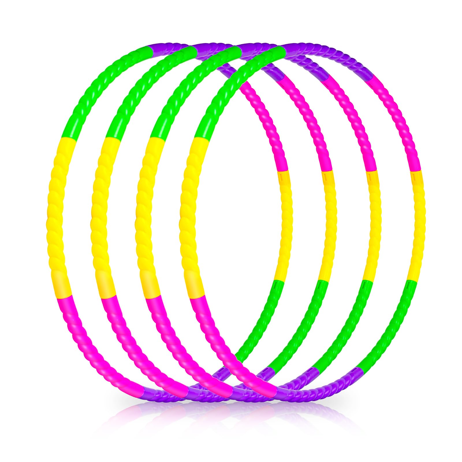 Toy Color Hoop for Kids Toys Exercise Hoop Rings Adjustable & Detachable Weight Size for Party Toys Indoor Outdoor Activities Colorful Hoops for Gymnastic Classroom School Sports Games (4P Set)