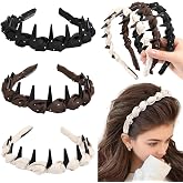 Tiefebene 3PCS Zig Zag Headbands for Women - Non Slip Wavy Headband with Teeth Thin Zigzag Head Bands for Girls, Plastic Hair Comb Headband for Casual, Workout, Hair Accessories for Gift