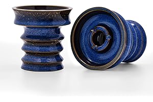 MATA LEON Hookah Bowl Practical Hookah Accessories - 100% Raw Clay with Glaze Phunnel Hookah Shisha Bowl for All Shisha Flavors Smoking fit HMD & Foils Easy Inhale Easy Cleaning (Demin Blue Phunnel Bowl)