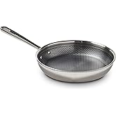 T-fal HybridMesh Tri-Ply Stainless Steel Fry Pan 8 Inch, Induction Oven Safe 500F, Metal Utensil Safe, Ideal For Searing, Cookware, Dishwasher Safe Pots and Pans, Needs Pre-Heating, Silver/Black