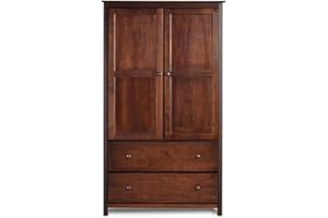 Grain Wood Furniture Shaker 2-Door Wardrobe, Solid Wood with Cherry Finish