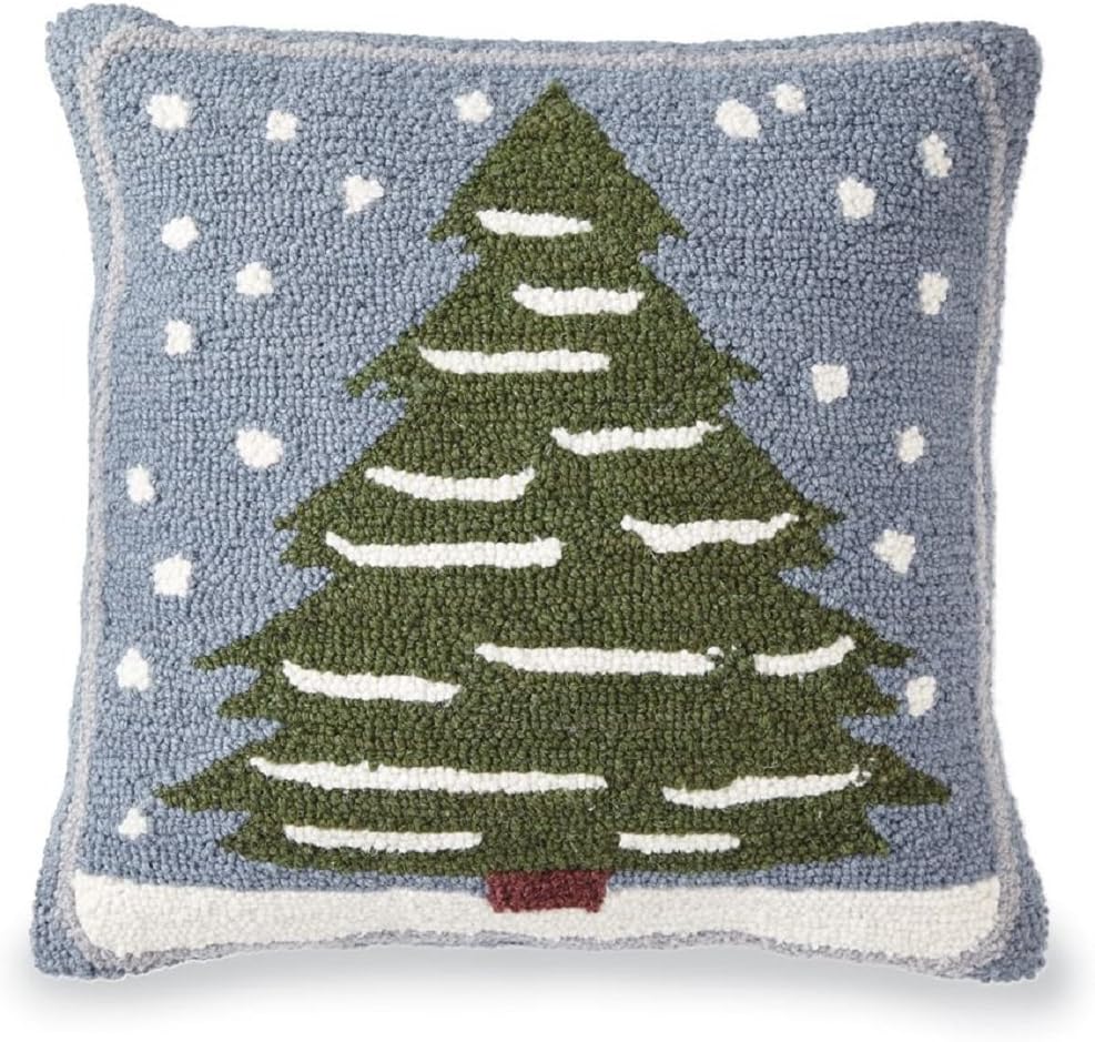 Mud Pie Snowy Tree Hooked Pillow Home & Kitchen