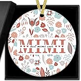 nvucamd Best Mimi Ever Gifts Christmas Ceramic Ornaments Decor, Mothers Day Birthday Ornaments Gifts for Grandma from Grandkids, Grandma Mimi Floral Haning Ornament Decorations for Christmas Tree