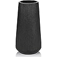 GUKJOB Matte Black Ceramic Vase, Small Cylindrical Vase for Home Decor, Holds Water, Anti-Slip Base, Wide Mouth
