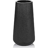 Matte Black Ceramic Vase, GUKJOB Small Cute Flower Vase for Pampas Grass, Home, Living Room, Dining Table, Farmhouse, Office Decor, Bedroom, Table, and Kitchen Shelf (Matte Black)