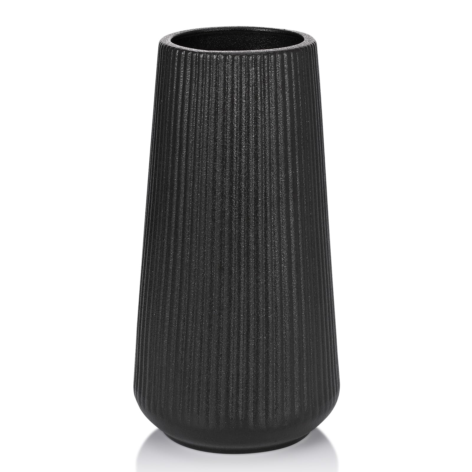Photo 1 of Matte Black Ceramic Vase, GUKJOB Small Cute Flower Vase for Pampas Grass, Home, Living Room, Dining Table, Farmhouse, Office Decor, Bedroom, Table, and Kitchen Shelf (Matte Black)