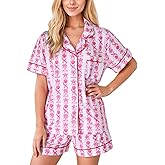 CROSSPASSION Pajamas for Women Set 2 Piece Sleepwear Lounge Shorts Sets Palm patterns Matching Pjs Beach & festival ready