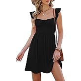 Gleeneat Womens Casual Mini Dresses Sweetheart Neckline Floral A Line Flowy Ruffle Sleeve Summer Boho Beach Sundress 2026